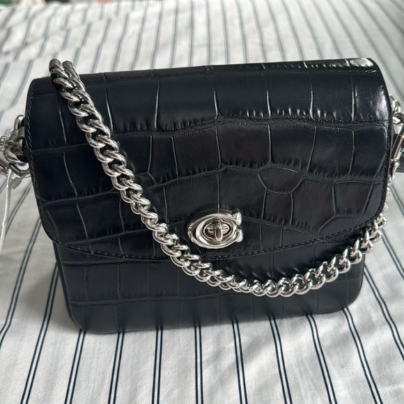 Coach Embossed Croc Leather Cassie Crossbody 19 Black with silver hardware NWT - Picture 12 of 17